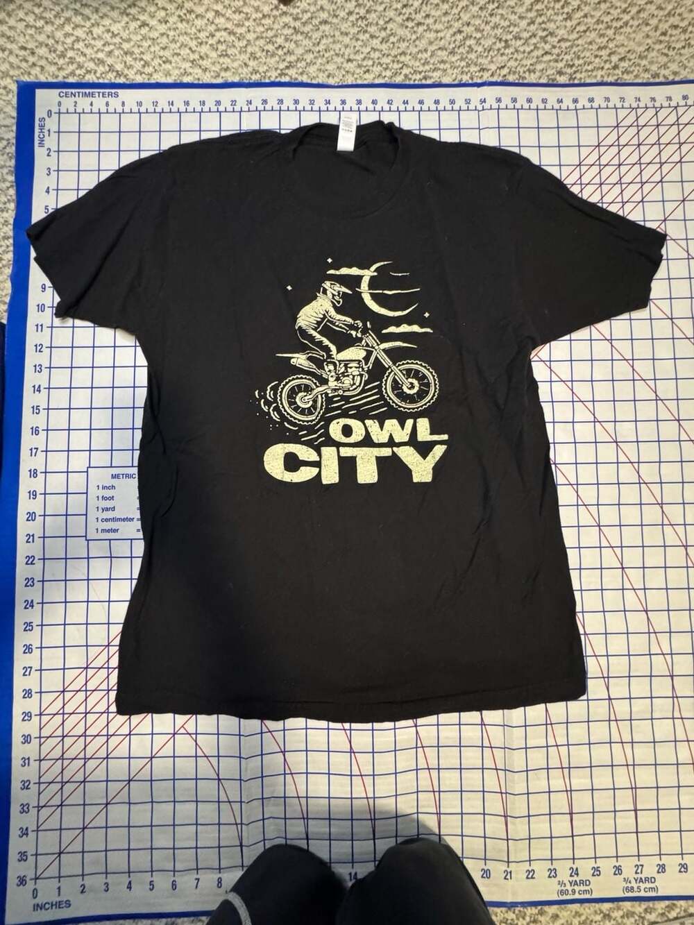 Owl City Motocross Dirt Bike Graphic T-Shirt Black Size L